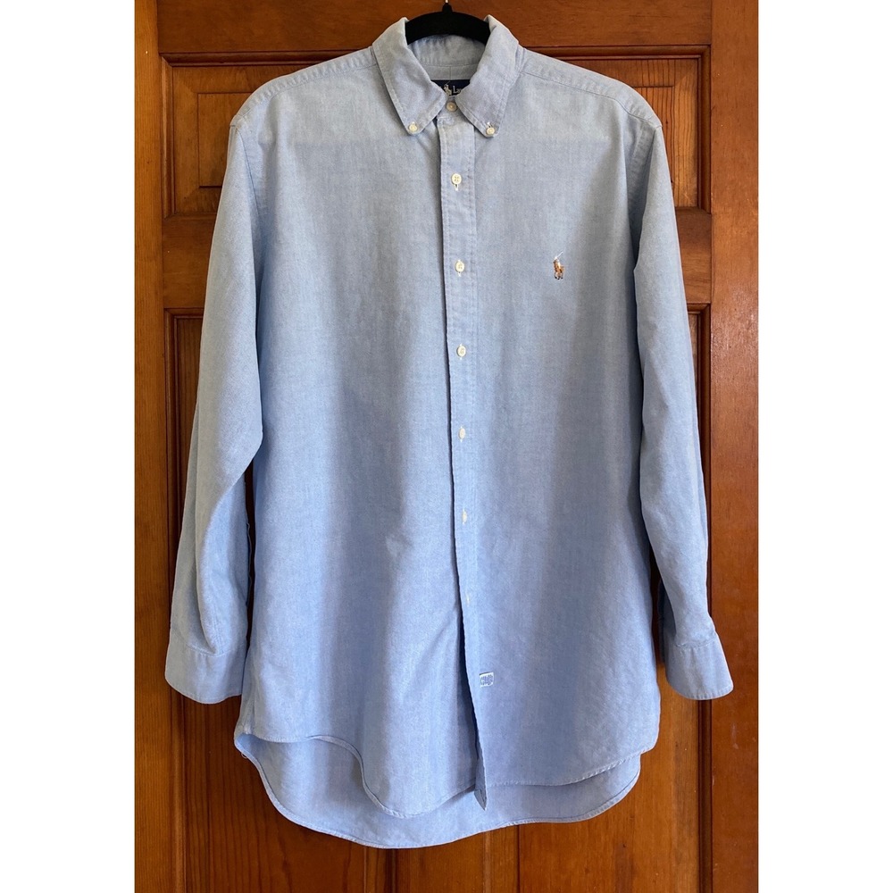 Ralph Lauren Mens Sz 16-33 Blue Cotton Oxford Button Down Shirt Preppy Classic